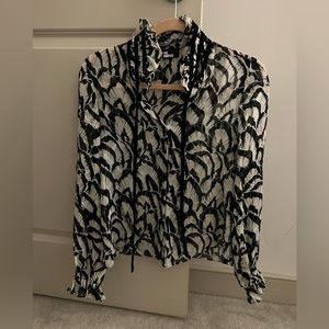 The Kooples Black and White print top, Size EU 0